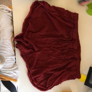 Red High Waisted Cloth Shorts